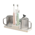 Morden 4-Piece Bathroom Set Electric Toothbrush Holder 2 Transparent Cups Plastic Tray for Tumbler Storage Rack Quality Bathroom