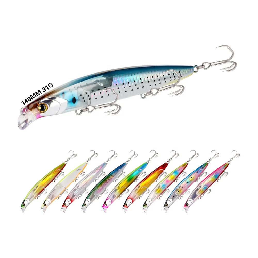 HONOREAL High Quality 31g  Hard Body Bait Salt Water Floating Minnow Fishing Lure Hard Plastic Fishing Lure