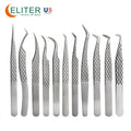 ELITER Hot Sell in Stock Grip Lash Tweezer for Eyelash Strips Eyelash Tweezers Curved Soft Touch Eyelash Tweezer