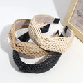 Vintage Bohemian Style Straw Woven Mesh Hair Hoop Headband for Women