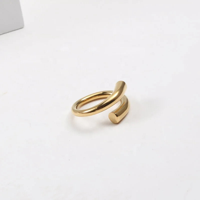 Women Hiphop Jewelry Stainless Steel Round Bar Geometric Open Ring