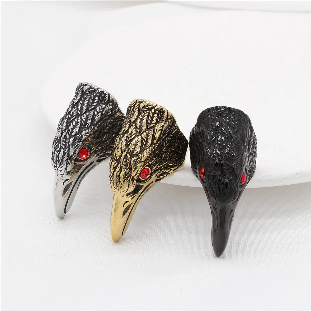 Fashion 316l Stainless Steel Men Vintage Eagle Head Shape Rings