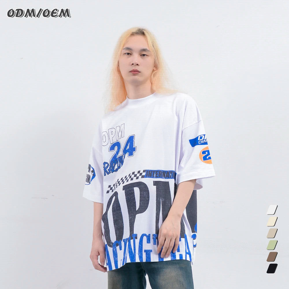 Wholesale 245g Heavy Cotton Unisex T-shirt Digital Printed Custom Pattern logo Printing Short Sleeves T-shirt for Men