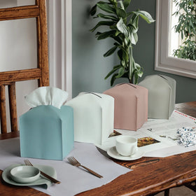 Tissue Box Cover Square PU Leather Tissue Box Holder Modern Tissue Case Facial Paper Organizer Dispense 5X5X5'