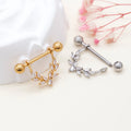 14G 316L Stainless Steel Marquise Sparkle Allure Leaves Dangle Nipple Shield