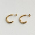 2021 Trendy Fashion Women Earring Stainless Steel c Shape Gold Plated Twisted Cuff Earrings