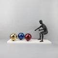 Creative Metal Pull Ball Character Sculpture Ornament Living Room Study Home Decorations