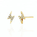 Minimalist Diamond Bolt lightning Stud 14k Gold Plated Earrings Designs for Girl