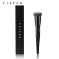 HMU Black Thick Handle Custom Logo Makeup Brush Set Powder Foundation Wooden Vegan Round Foundation Brush