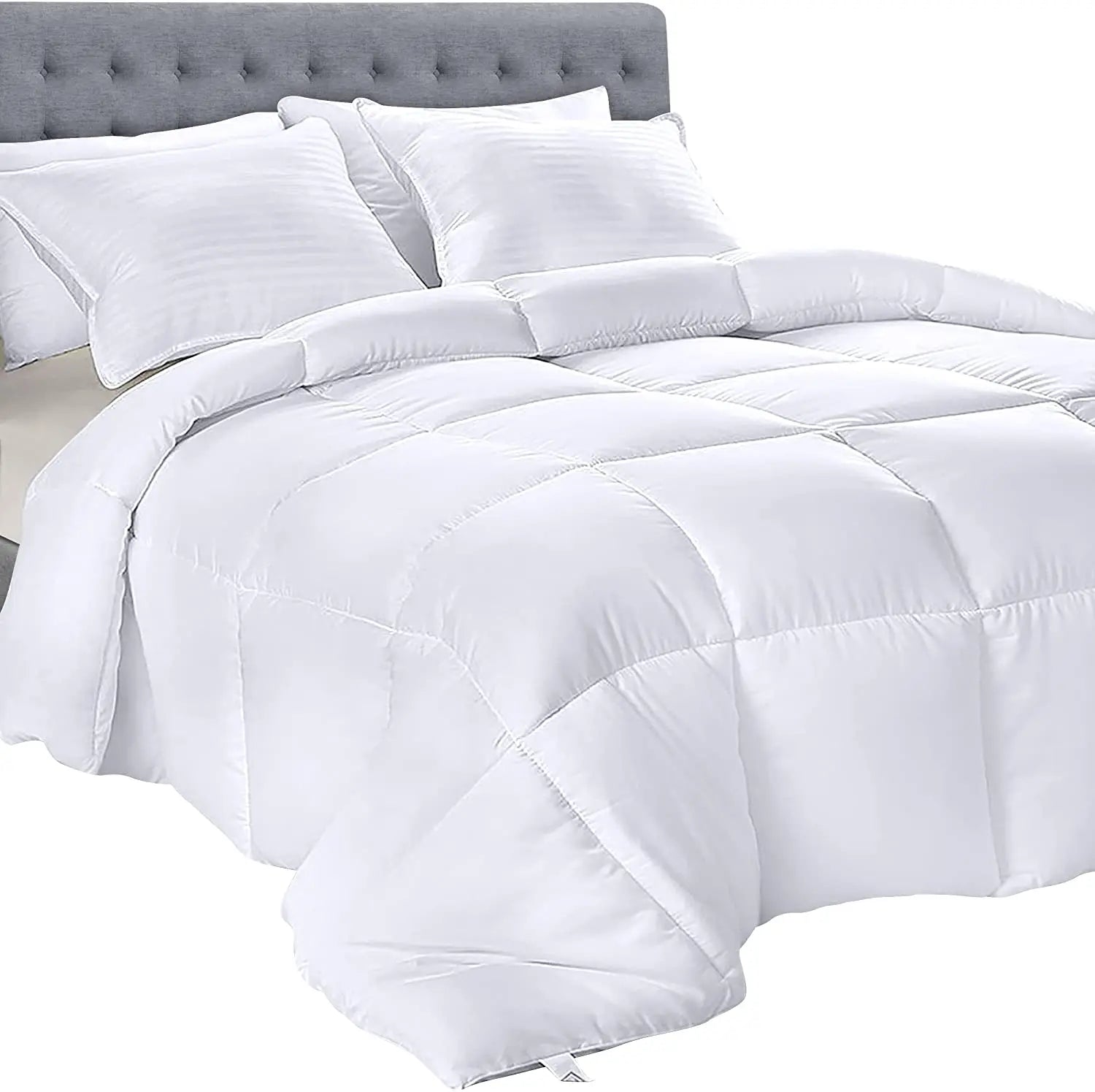 Custom Size Bed Quilt Breathable White Cotton Fabric Quilted with Vacuum Bag for Home or Hotel