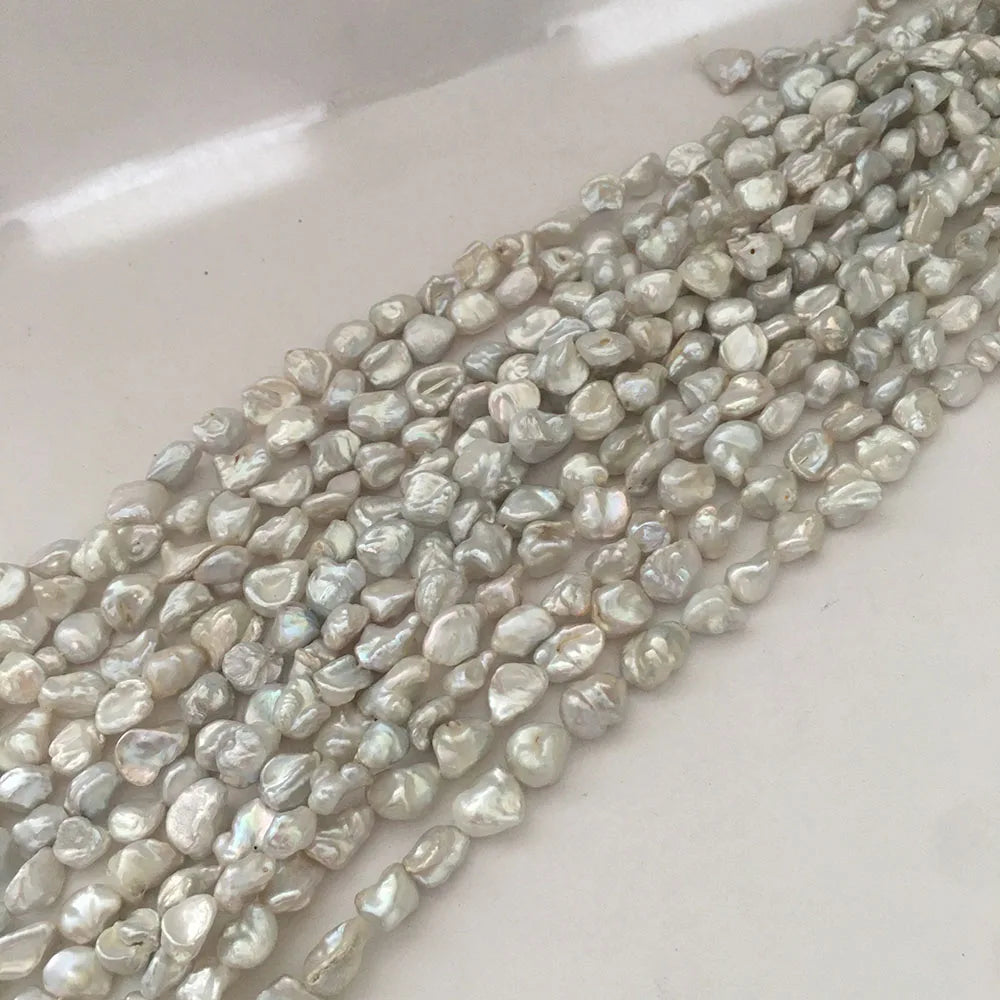 16 Inch AA Good Quality Few Flaw Nature Stone Baroque Freshwater Pearl in Strandnature White Color Width7-9 mm
