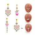 Gaby Belly Rings Jewelry Stainless Surgical Steel Piercing butterfly Heart Shiny Diamond Belly Button Ring Piercing Jewelry