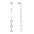 YILUN Dazzling 925 Sterling Silver Mabe Pearl Stud Earrings Rhodium/Gold Plated White Trendy Chain Design Exquisite Fashion