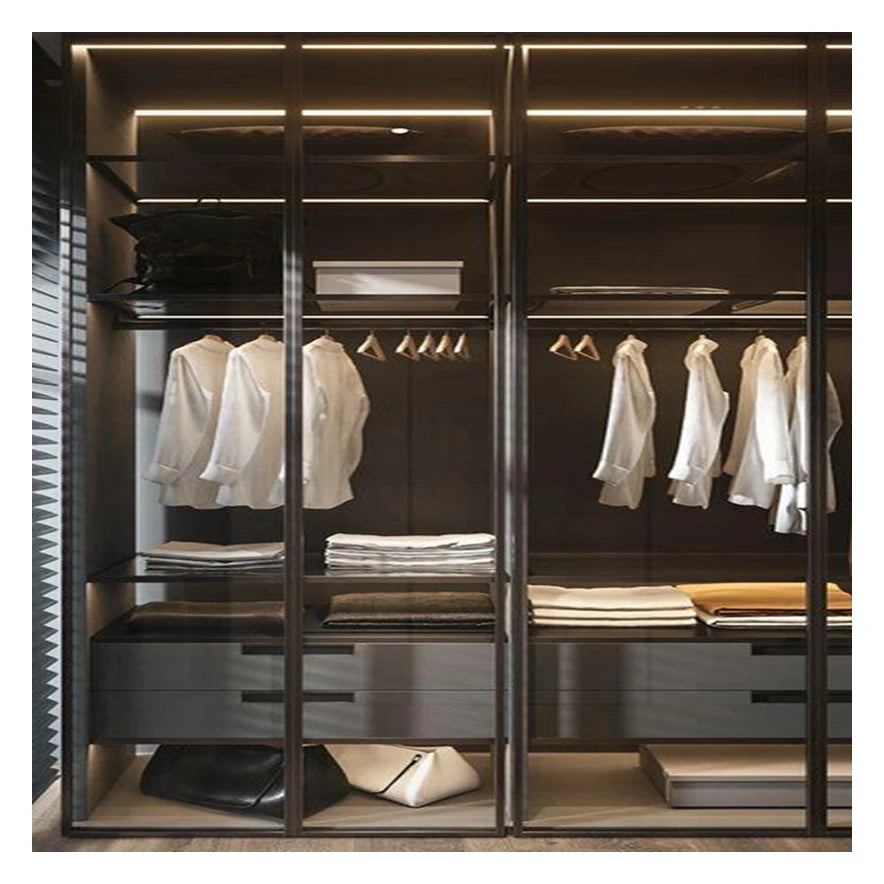 Glass Wardrobe Door Closet 5mm Glass Bedroom Mirrored Furniture Wardrobe for Apartment