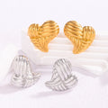 Wholesale Simple Fashion Gold Plated Stainless Steel Peach Heart Textured Stud Earring for Women Jewelry