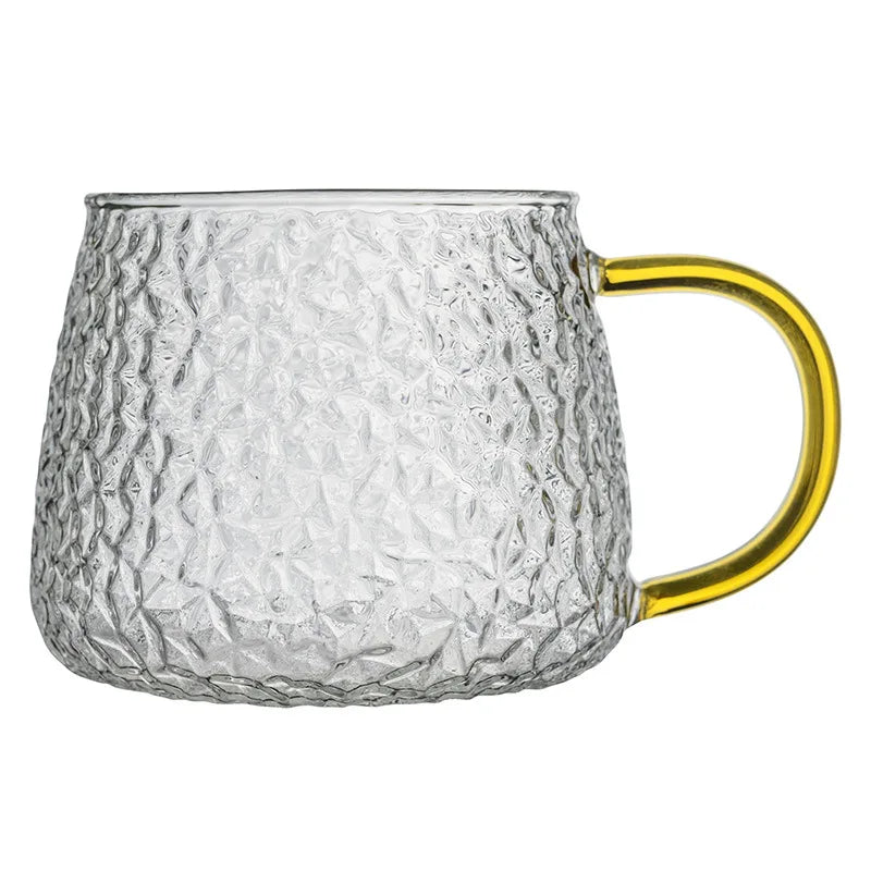 OEM/ODM Custom Wholesale Single Wall Borosilicate Glass Cup Luxury Glass Tumbler Cup with Gold Handle
