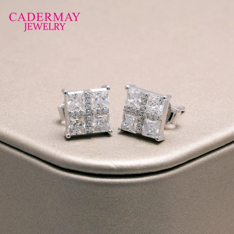 3*3MM Princess Cut Moissanite Sterling S925 10K 14K 18K Stud Earrings 4 Claws Prong Setting Ear Studs Push Back and Screw Back