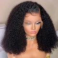 Wholesale Price Natural Black Kinky Curly Wig 13x4 Transparent HD Lace Brazilian Human Hair Lace Frontal Bob Wig