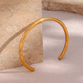 Fashion Minimalist Jewelry Tarnish Free Open Size Gold Bracelet 18K Gold Plated Stainless Steel Cuff Bangle