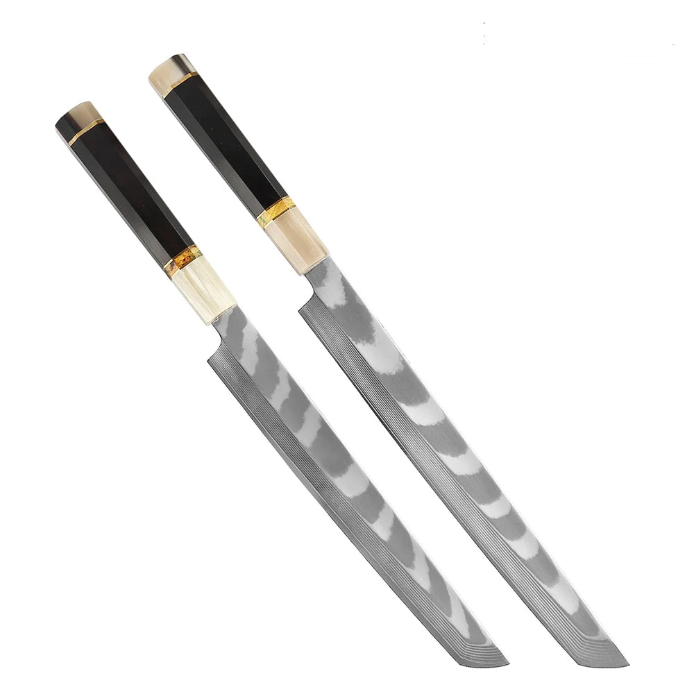 Octagonal Handle Chef Knife AUS-10 Damascus Steel Salmon Knife Kitchen Professional Fish Sashimi Knife