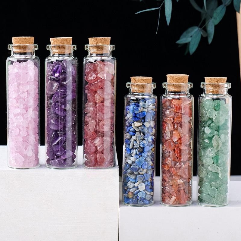 Factory Price Crystals Healing Stones Amethyst Gravel Drift Bottle Crystal Chips Wishing Bottle