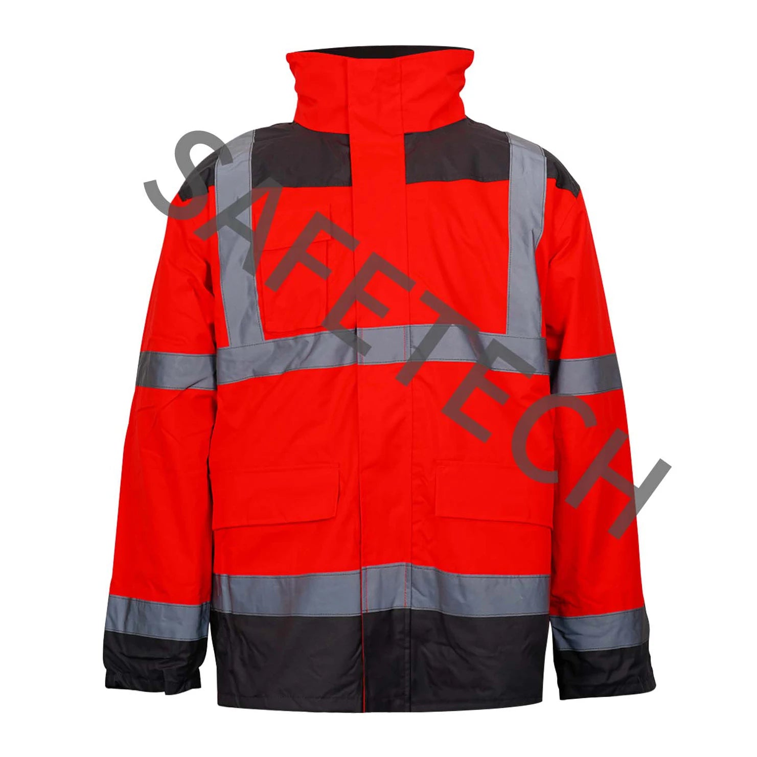 Two-piece Detachable Coat Hivis Rainwear Profesional Fluorescent Red Reflective Safety Workwear Winter Work Jacket