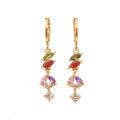 Best Selling New Style 18k Gold Plated Colorful Zircon  Women's Earrings Fashion Jewelry Earrings Bisuteria Al Por Mayor