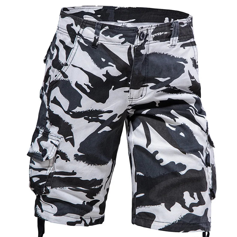 Men Summer Outdoor Plus Size Half Pants 6 Pocket Cargo Camouflage Camo Shorts