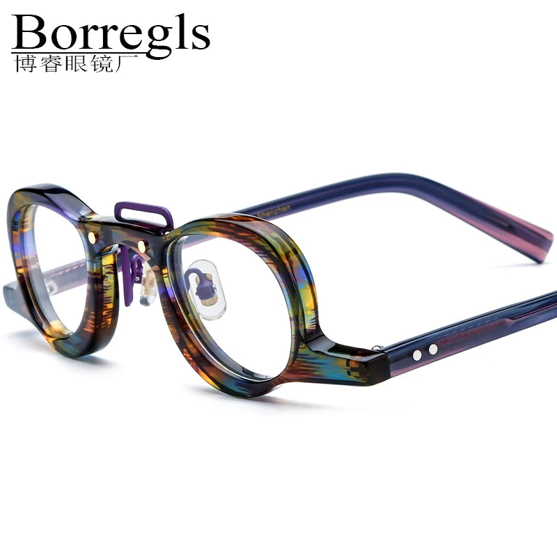Borregls Acetate Optical Glasses Frame Women 2025 New Design Vintage Small Oval Eyeglasses Retro Spectacle Optical Eyewear 19175