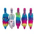 Rainbow Plush Fur Ballpoint Pens 6 in 1 Sweet Fluffy Retractable Writing Pens Holiday Party Gift for Girls Women Kids School