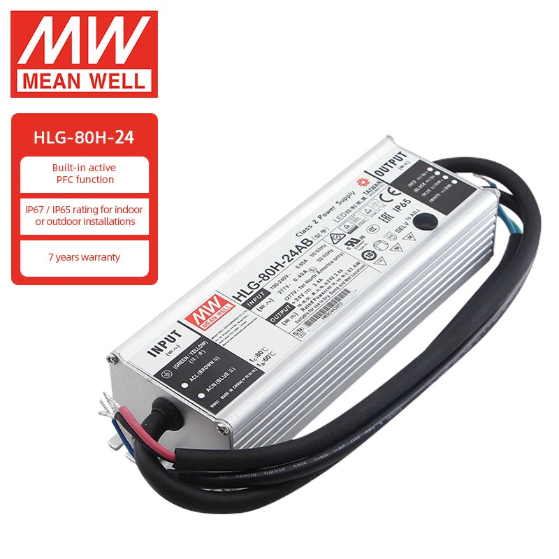 Meanwell HLG-80H-24 Led Driver IP67 24v Constant Voltage Led Driver