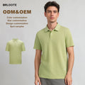 Men's Woven Solid Silk/Cotton Blend Short Sleeve for with Bead Ground ODM Casual Breathable Luxury Golf Polos