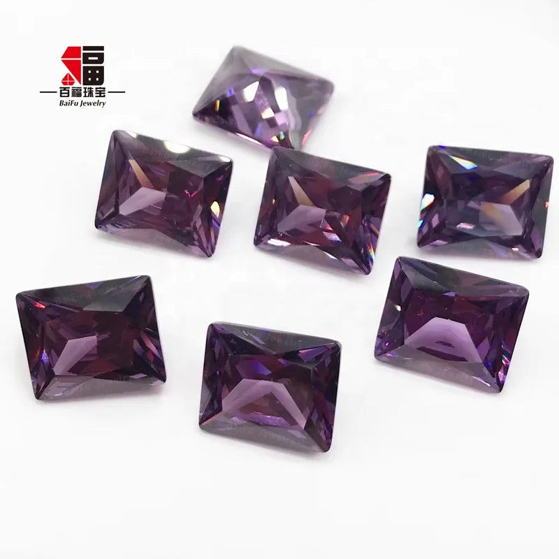 BaiFu Jewelry Rectangle Shape Baguette Amethyst Cubic Zirconia Stone