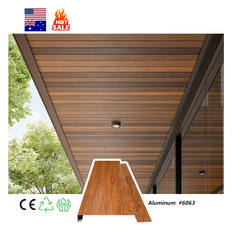 Tiandelvbai Soffit Wood Look Ceiling Outdoor Aluminum System Fascia Soffit Ceiling