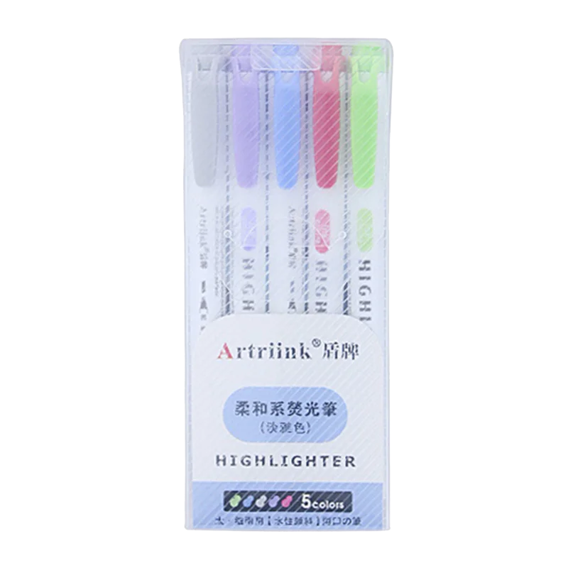 Soft Multi Color Highlighter Marker Pen Double Headed Fluorescent Pen Mark Pen Cute Hot Selling Zebra 5 Colors Set Pastel Color