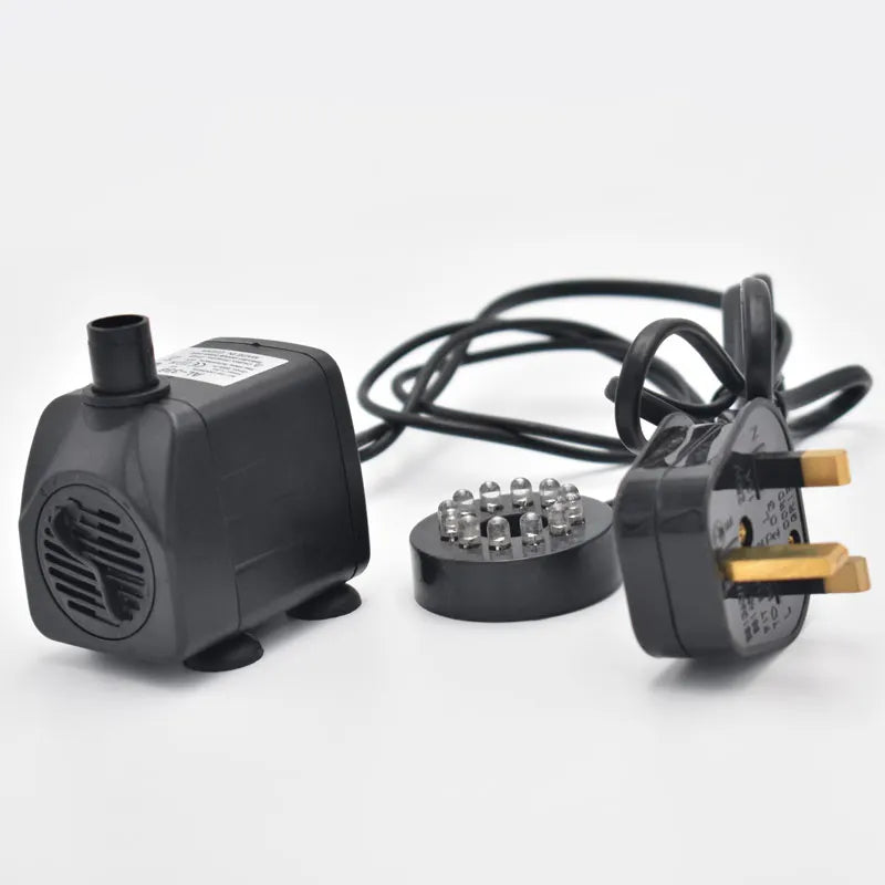 Super 8W Eco-Friendly Plastic Aquarium Water Pump Electric Submersible Fountain Pump with 12 LED Lights 600L/H