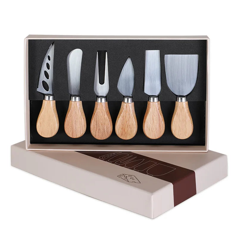 Factory Stock Gift Box 6-piece Cheese Knife Set Butter Knife and Fork Cutlery Spatula Box Cheese Knife for Dining Room