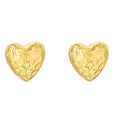 Simple Temperament Valentine's Day Gift Brass Plating 18k Gold Whacking Texture Surface Heart Earrings Jewelry Customized