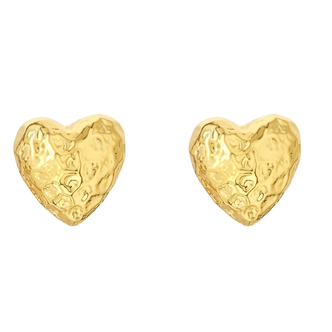 Simple Temperament Valentine's Day Gift Brass Plating 18k Gold Whacking Texture Surface Heart Earrings Jewelry Customized