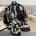 2025 New Elegant Flower Printed Silk Feeling Scarves Stoles Ladies Fancy Floral Pattern Silk Polyester Scarf Beach Travel Shawls