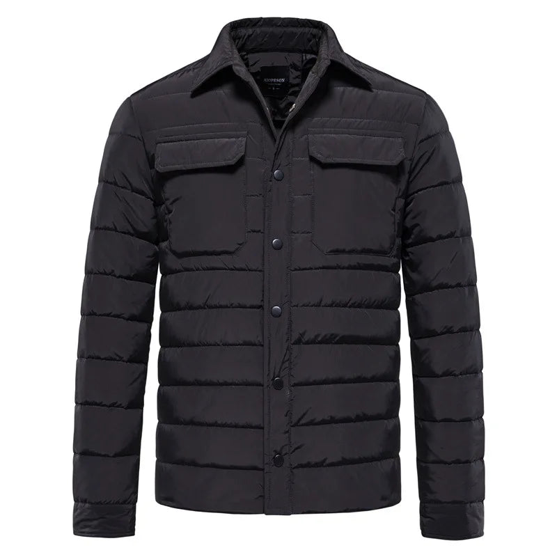 Winter New Men's Solid Color Cotton Coat Business Casual Warm Jacket for Men