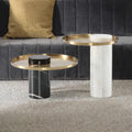 Zhida Home Furniture Manufacturer Luxury Living Room Center Table Black White Marble Base Brushed Golden Metal Top Coffee Table