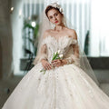 AL1156 2025 Elegant French Banquet Court Style Wedding Dress Large Tail Rhinestone Crystal Decoration for Church Bridal Wedding