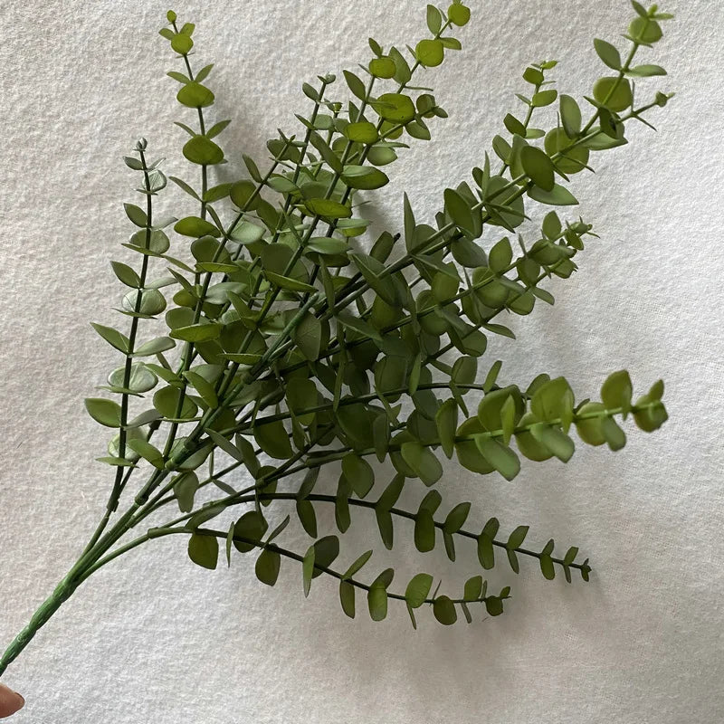 Factory Wholesale Artificial Plant Plastic Eucalyptus Leaves Bundle
