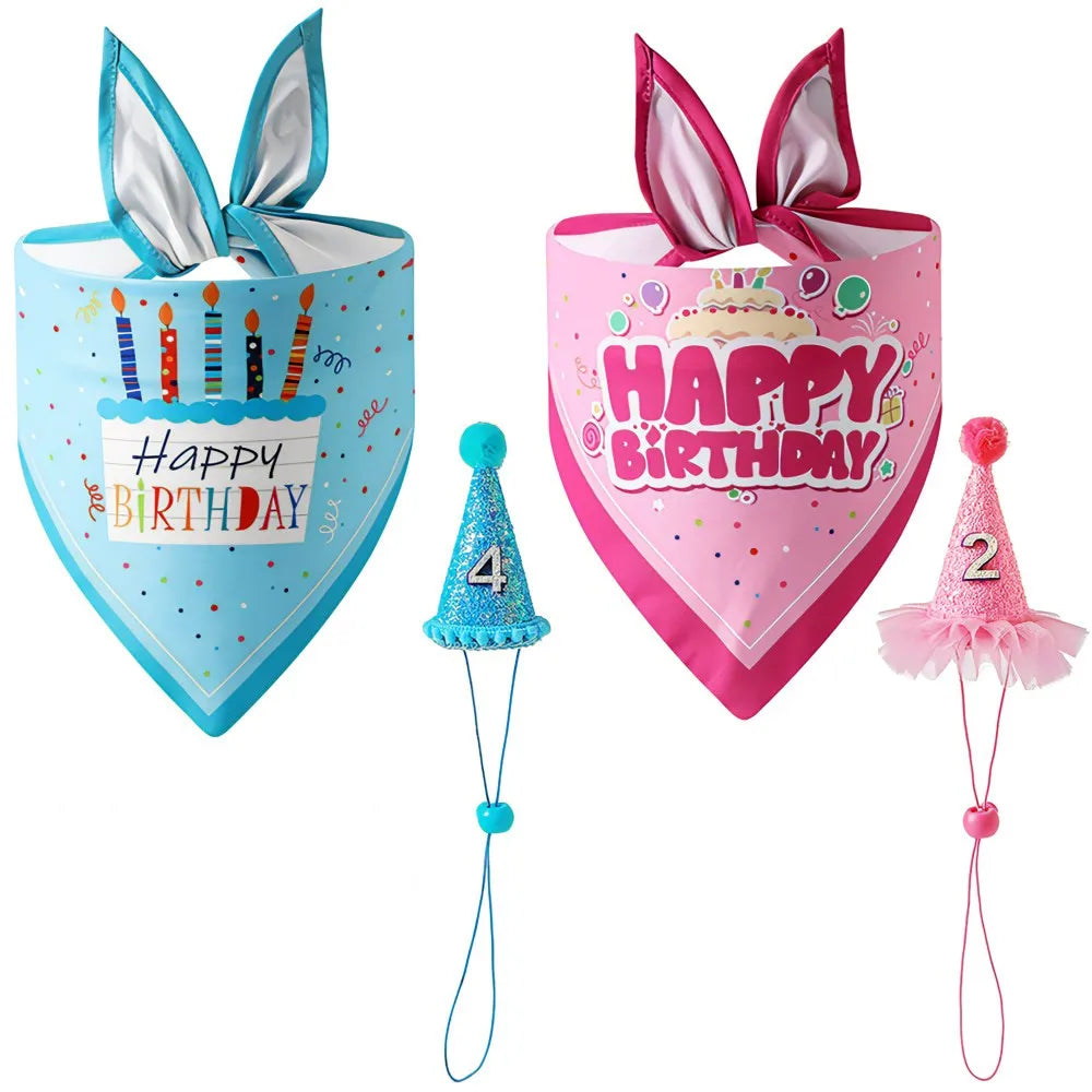 Wholesale Stocked  Dog Birthday Party Supplies Bandana Outfit Pet Hat Sequin