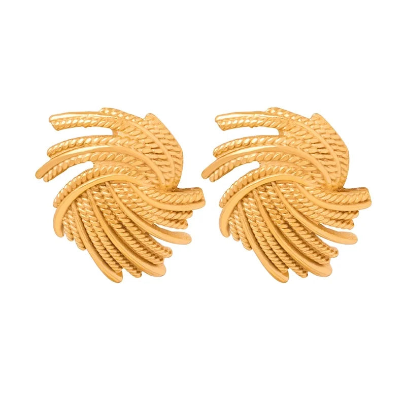 Fashion Jewelry Luxury 18k Gold Plated Ear Earrings Ladies Statement Geometric Stainless Steel Earrings for Women
