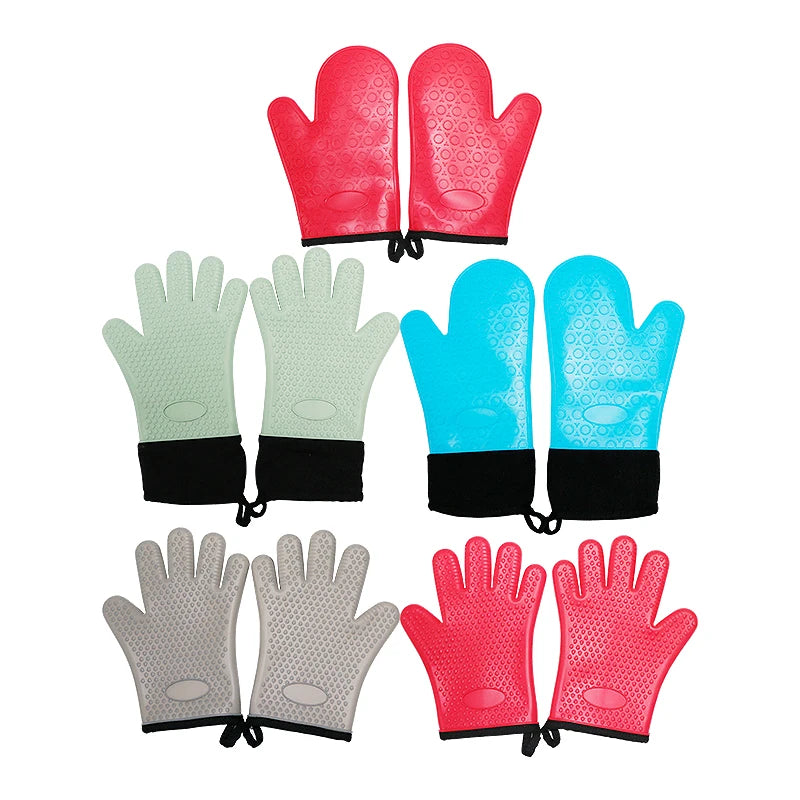 Wholesale Custom High Temperature Resistance Kitchen Cooking Baking Insulation Double Silicone Bbq Gloves Oven Mitt