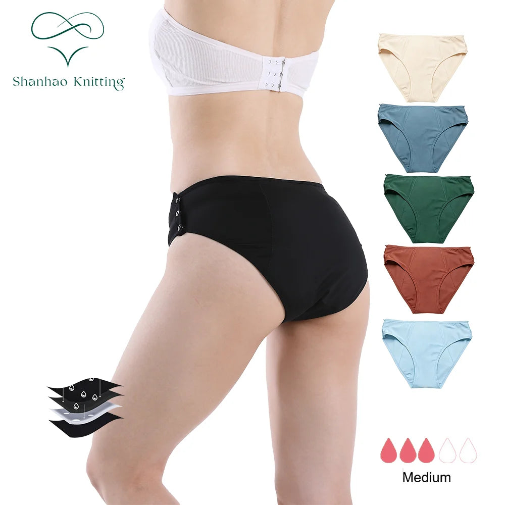 Shanhao Ready to Ship Adjustable Leakproof Panties Organic Cotton Bragas Menstruales Bamboo Menstrual Period Panties for Women