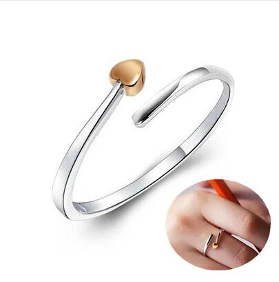 Women's Simple Design Silver Heart Fashion Rings Cute Open Adjustable Wholesale Jewelry