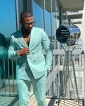 Double Breasted Men Suits Peaked Lapel Costume Homme Terno Masculino Groom Wedding Prom Slim Blazer 2 Pcs Jacket Pant Sets